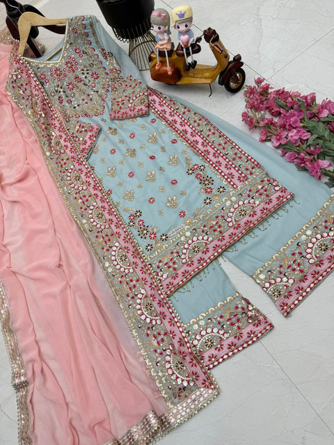 Designer Party Sharara Suit & Dupatta Set