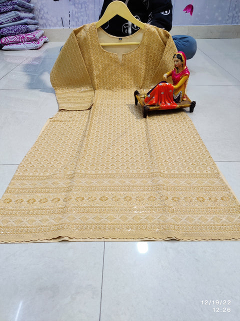 Beautifull Chikankanri Pure Cotton Sequence Kurti