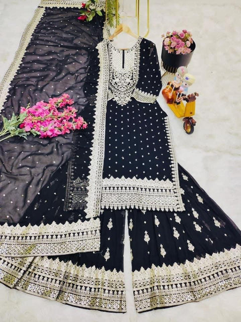 Designer Party Sharara Suit & Dupatta Set