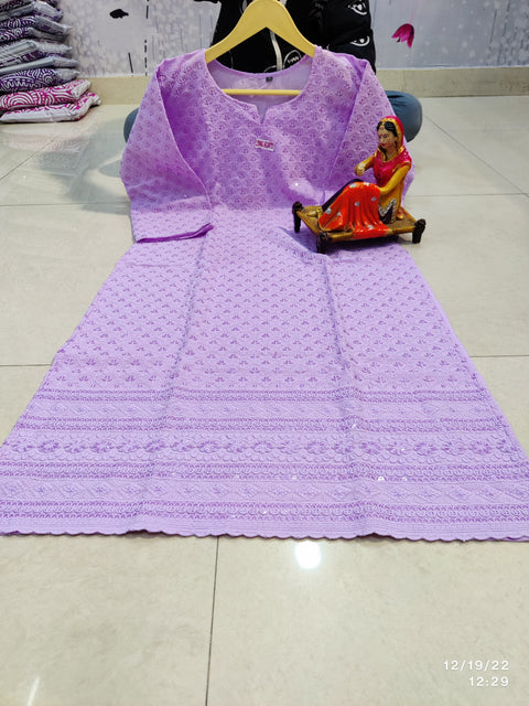 Beautifull Chikankanri Pure Cotton Sequence Kurti