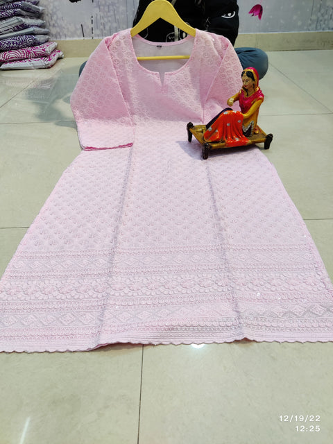 Beautifull Chikankanri Pure Cotton Sequence Kurti