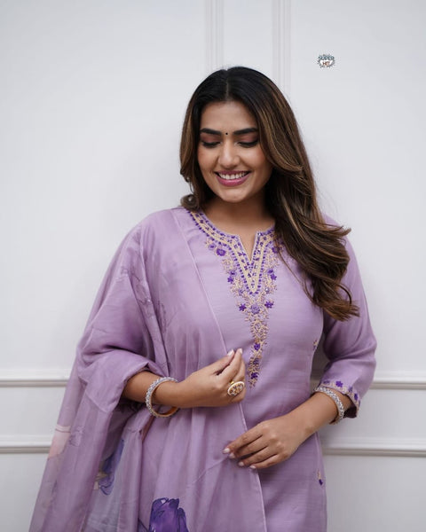 Women Embroidered Straight Kurta Set