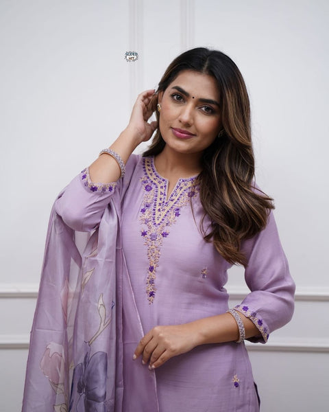 Women Embroidered Straight Kurta Set