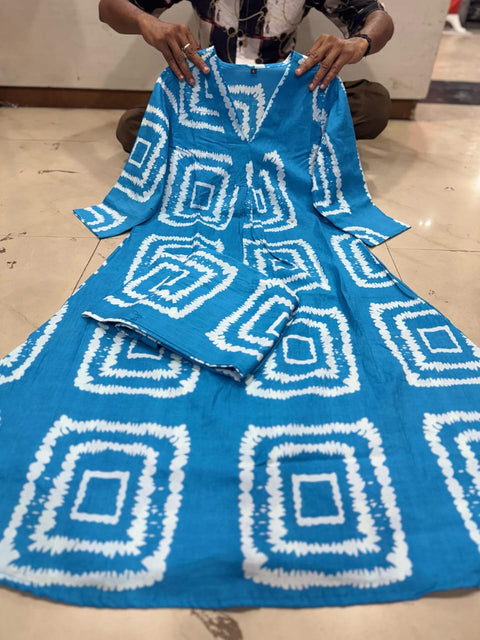 New Trending Jaipur print aline cord -set