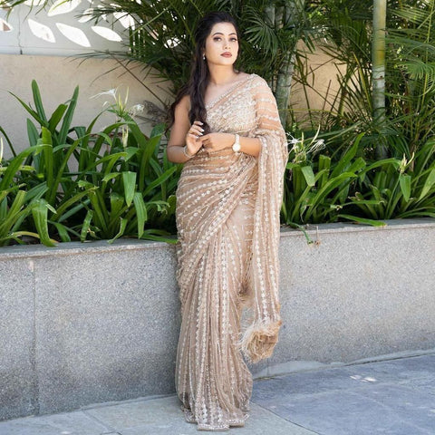 Elegany Soft Net Saree With Sequence Work In 4 Colour's.