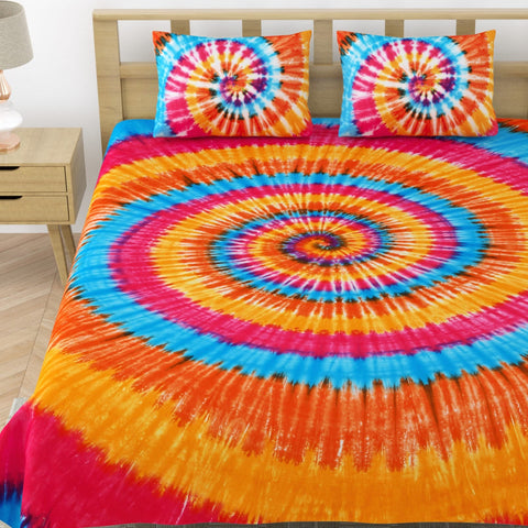 TIE AND DYE BEDSHEET WITH PILLOW COVERS