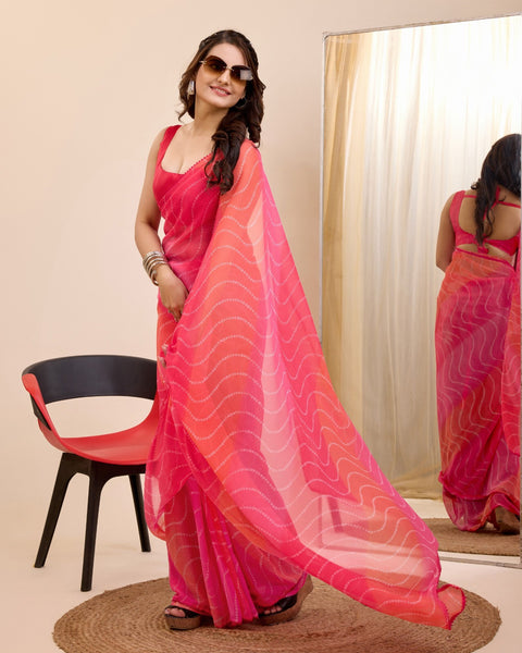 Presenting Ready to Wear Bandhani Print Saree.