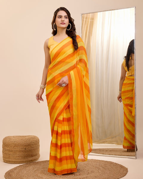 Presenting Women Ready to Wear Striped Saree.