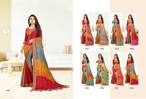 New Laheriya Saree With Heavy Multi Colour Foil.