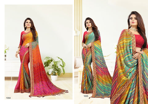 New Laheriya Saree With Heavy Multi Colour Foil.