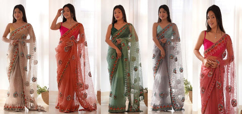 Heavy Butterfly Net Saree In 5 Colour's Available.