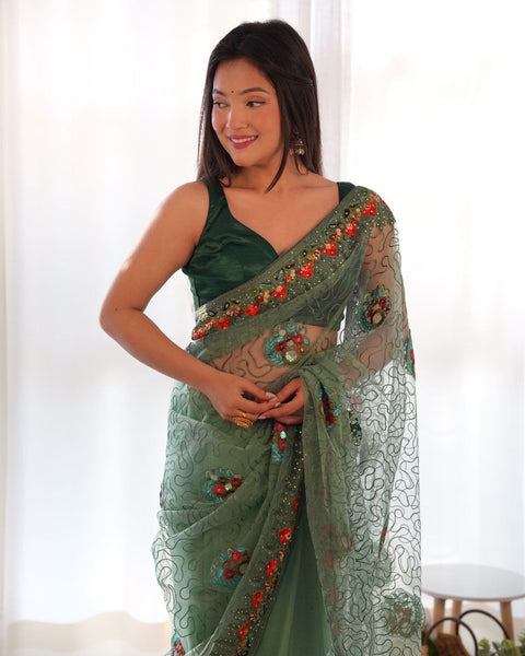 Heavy Butterfly Net Saree In 5 Colour's Available.