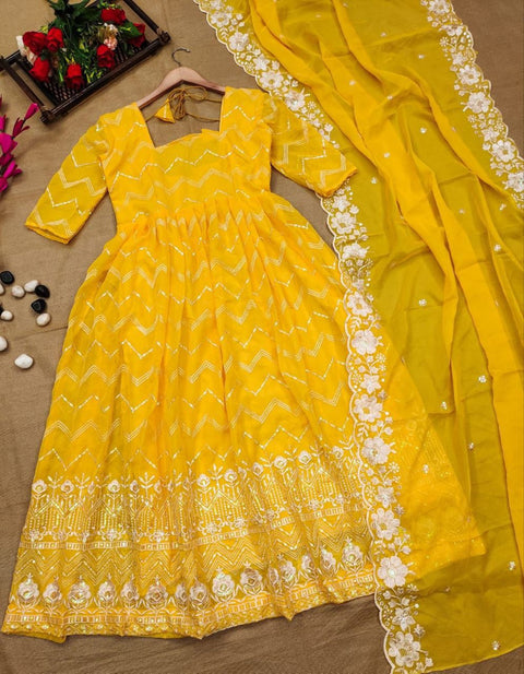 Shopgarb Women's Perfect Summer Haldi Dress With Beautiful And Fine Embroidery