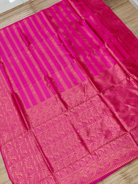 Fancy Pink Woven Soft  Banarasi  Lichi Silk Saree with Tassels