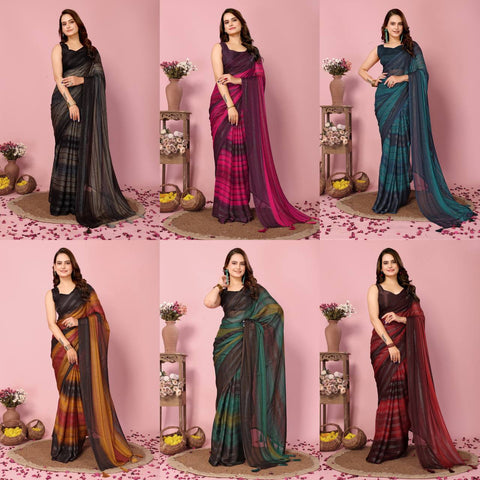 Ready to Wear Color Block Bollywood Rangoli Zari Silk Blend Saree