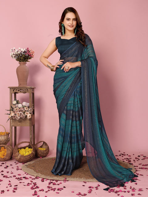 Ready to Wear Color Block Bollywood Rangoli Zari Silk Blend Saree