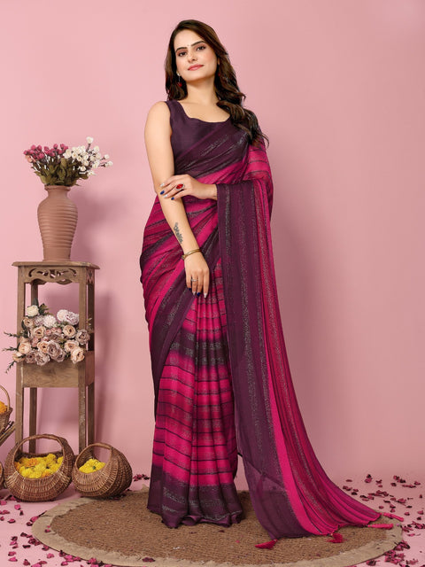 Ready to Wear Color Block Bollywood Rangoli Zari Silk Blend Saree