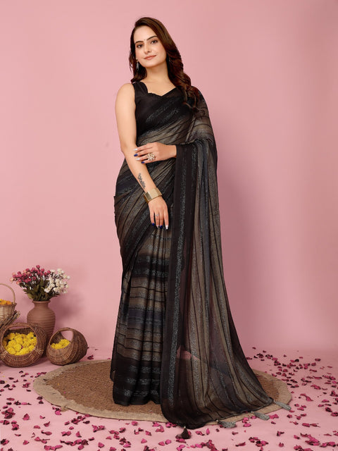 Ready to Wear Color Block Bollywood Rangoli Zari Silk Blend Saree