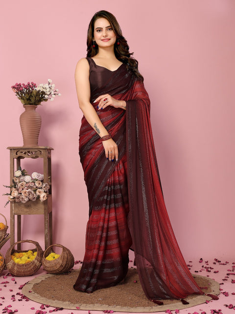 Ready to Wear Color Block Bollywood Rangoli Zari Silk Blend Saree