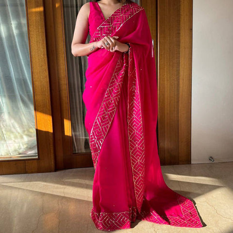 Women's Tabby Organza sequence saree