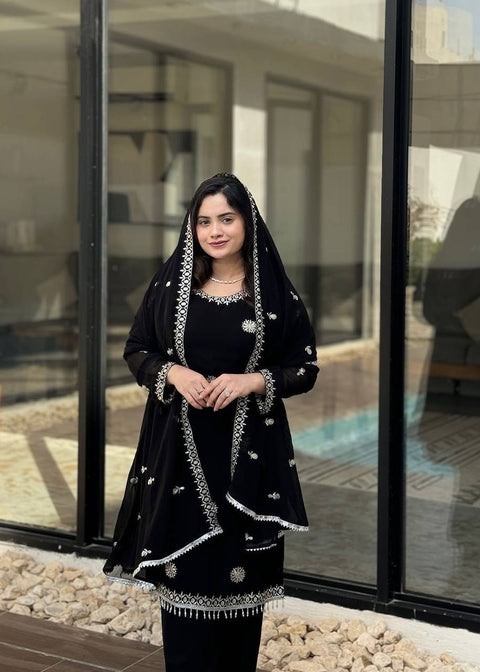 PARTY WEAR FAUX GEORGETTE PLAZZO SUIT WITH DUPATTA