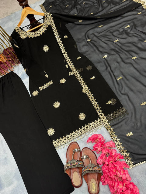 PARTY WEAR FAUX GEORGETTE PLAZZO SUIT WITH DUPATTA