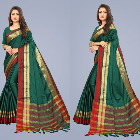 AURA COTTON SILK  ZARI PALLU  SAREE