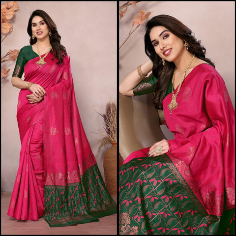 SOFT LICHI SILK SAREE WITH JACQUARD WORK