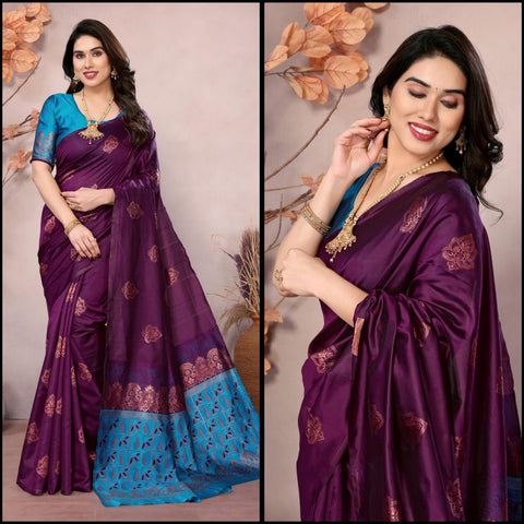 SOFT LICHI SILK SAREE WITH JACQUARD WORK