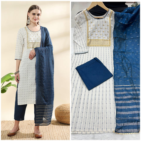 Pure Cotton Self Design Salwar Suit