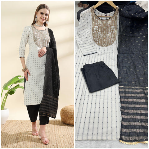 Pure Cotton Self Design Salwar Suit