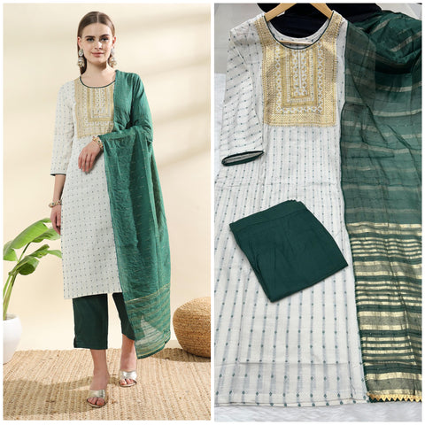 Pure Cotton Self Design Salwar Suit