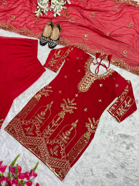 New Designer Party Wear Look Top , Sharara Plazzo  and Dupatta