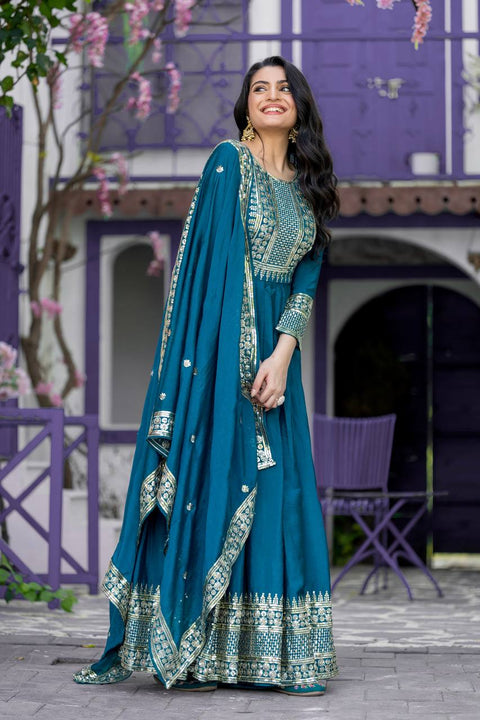 New Launching Heavy Designer Party Wear Look Gown-Dupatta i