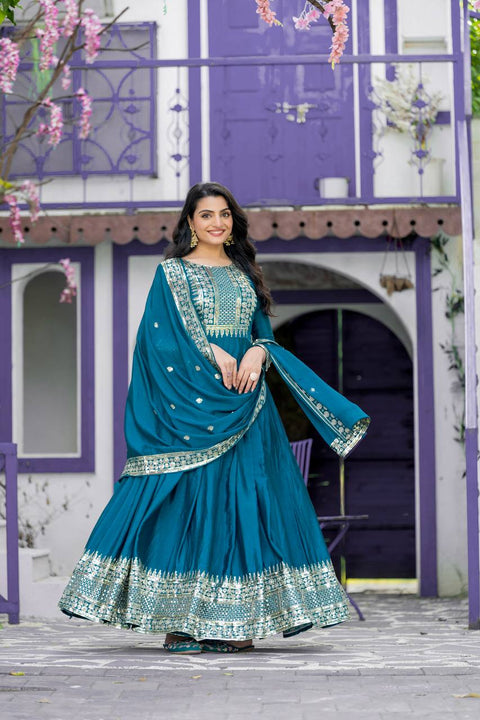 New Launching Heavy Designer Party Wear Look Gown-Dupatta i