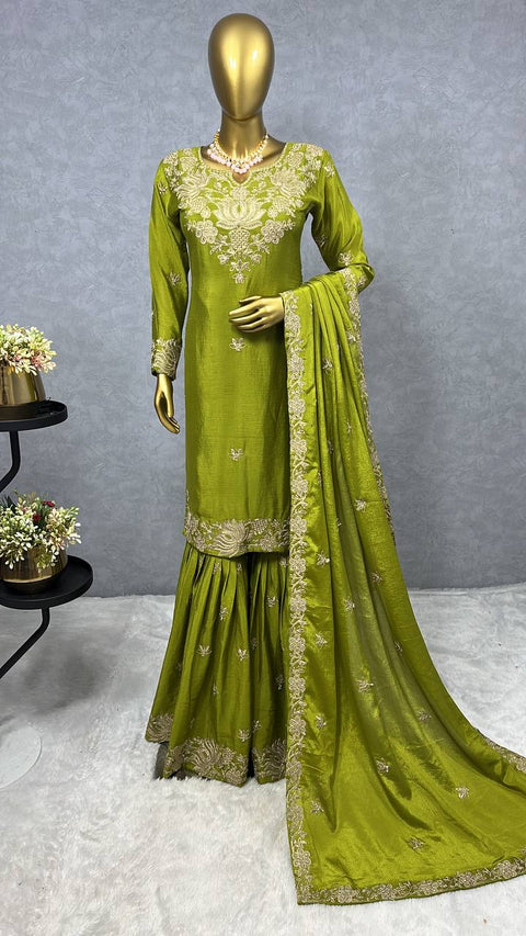 BEAUTIFUL PIECE FANCY KURTI WITH  SHARARA AND DUPATTA