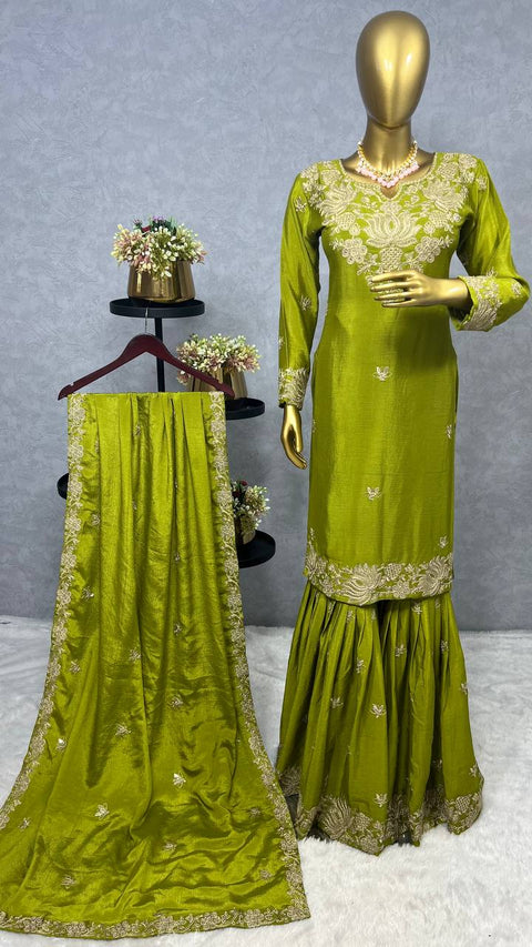 BEAUTIFUL PIECE FANCY KURTI WITH  SHARARA AND DUPATTA