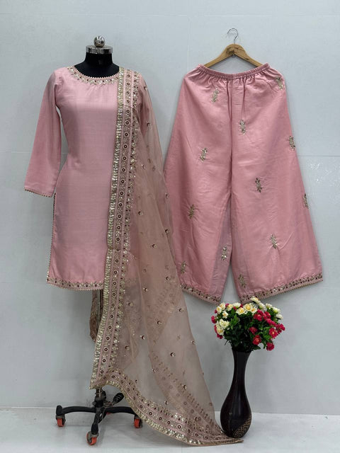 Palazzo Suit Set with Organza Dupatta