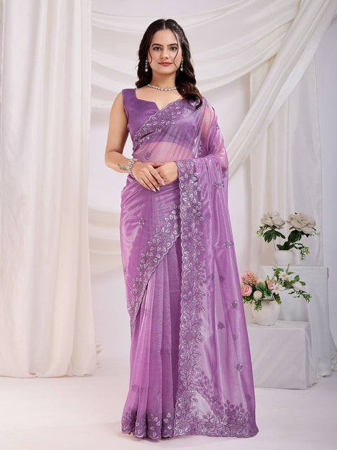 Women multi sequence Embroidered Saree