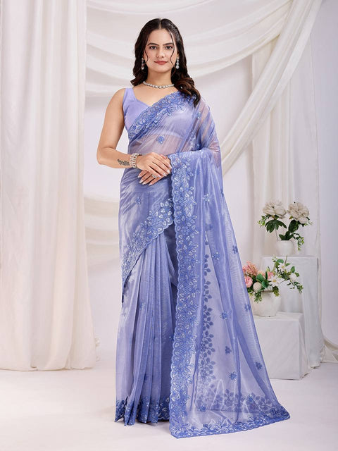 Women multi sequence Embroidered Saree