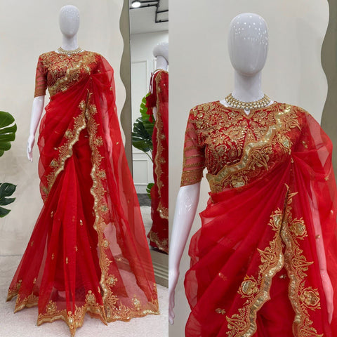 Pure Khadi Organza Designer Saree