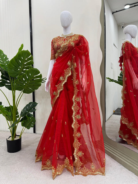 Pure Khadi Organza Designer Saree