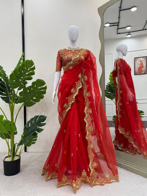 Pure Khadi Organza Designer Saree