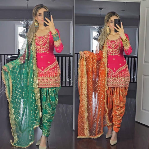 New Designer Party Wear Look Top ,Dhoti Salwar and Dupatta