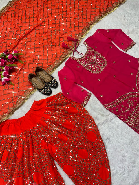 New Designer Party Wear Look Top ,Dhoti Salwar and Dupatta
