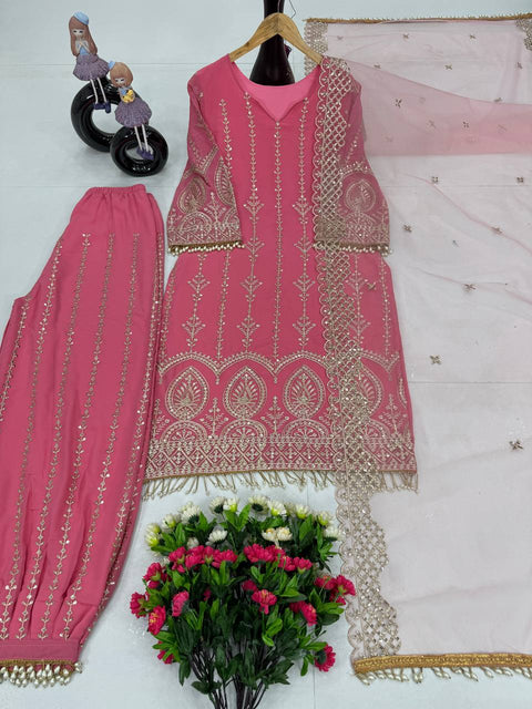 Festival,Wedding,Partywear Top Plazzo with Dupatta