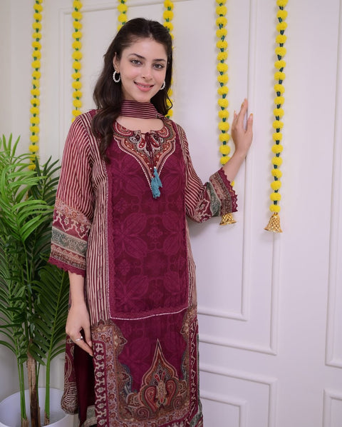 Pakistani beautiful floral print lawn cotton suit