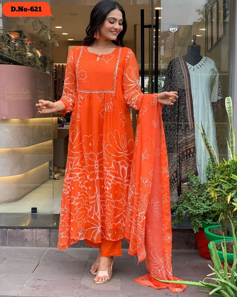 Beutiful  Georgette Embroidery  Top Bottom With Dupatta