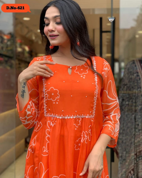 Beutiful  Georgette Embroidery  Top Bottom With Dupatta