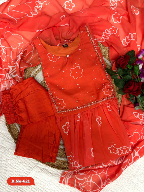 Beutiful  Georgette Embroidery  Top Bottom With Dupatta